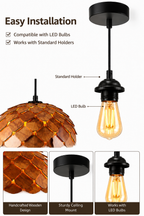 Artichoke Wood Pendant Light – Layered Petal Scale Hanging Lamp for Dining Room & Living Room